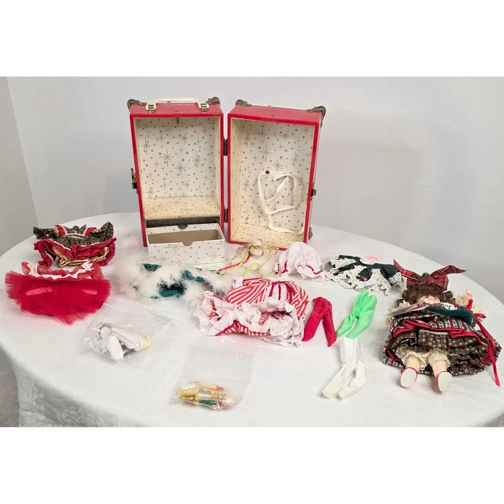 Carole the Childhood Memories Porcelain Doll Wardrobe Trunk Set Accessories